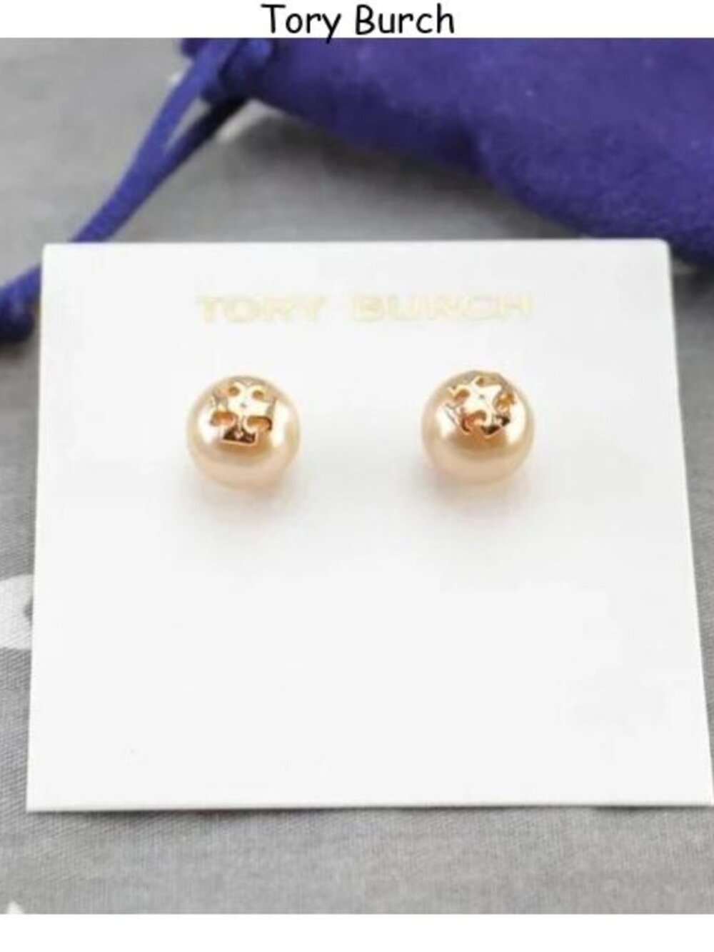 Tory Burch Evie Crystal Pearl Stud Earrings in Rose Gold (Brand New w/ )